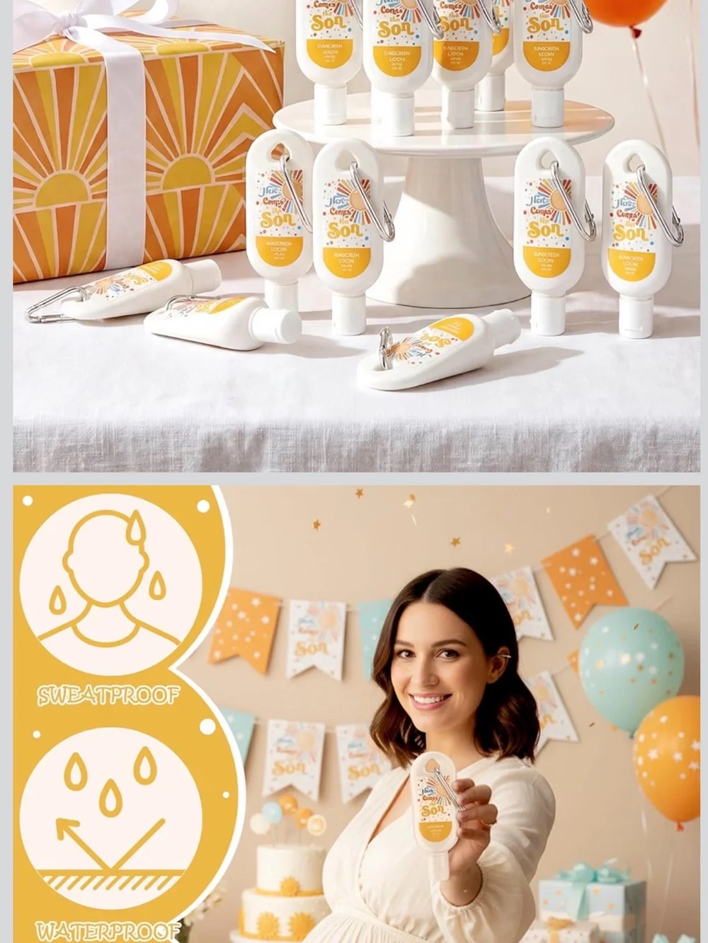 Here Comes the Son Sunscreen Lotion Favor Bottles - Yellow (Set of 12)